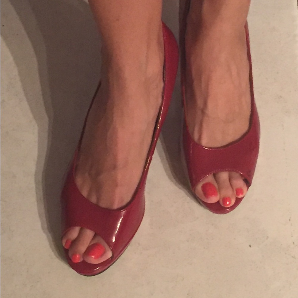 Dark Red Open Toe Mules sz 9